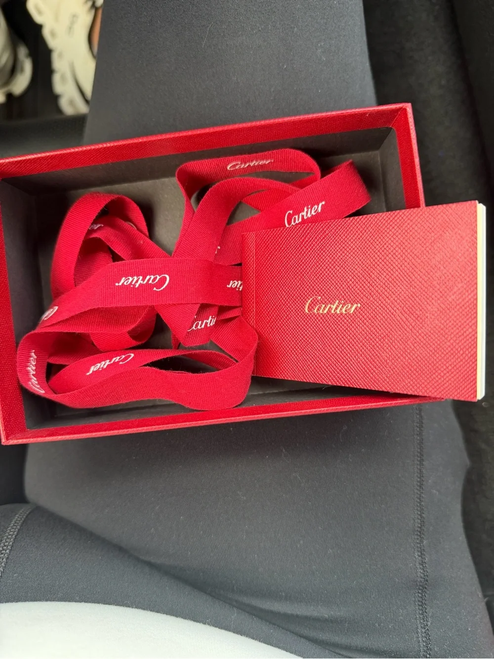 Cartier Red Leather Card Case with Gold Detailing